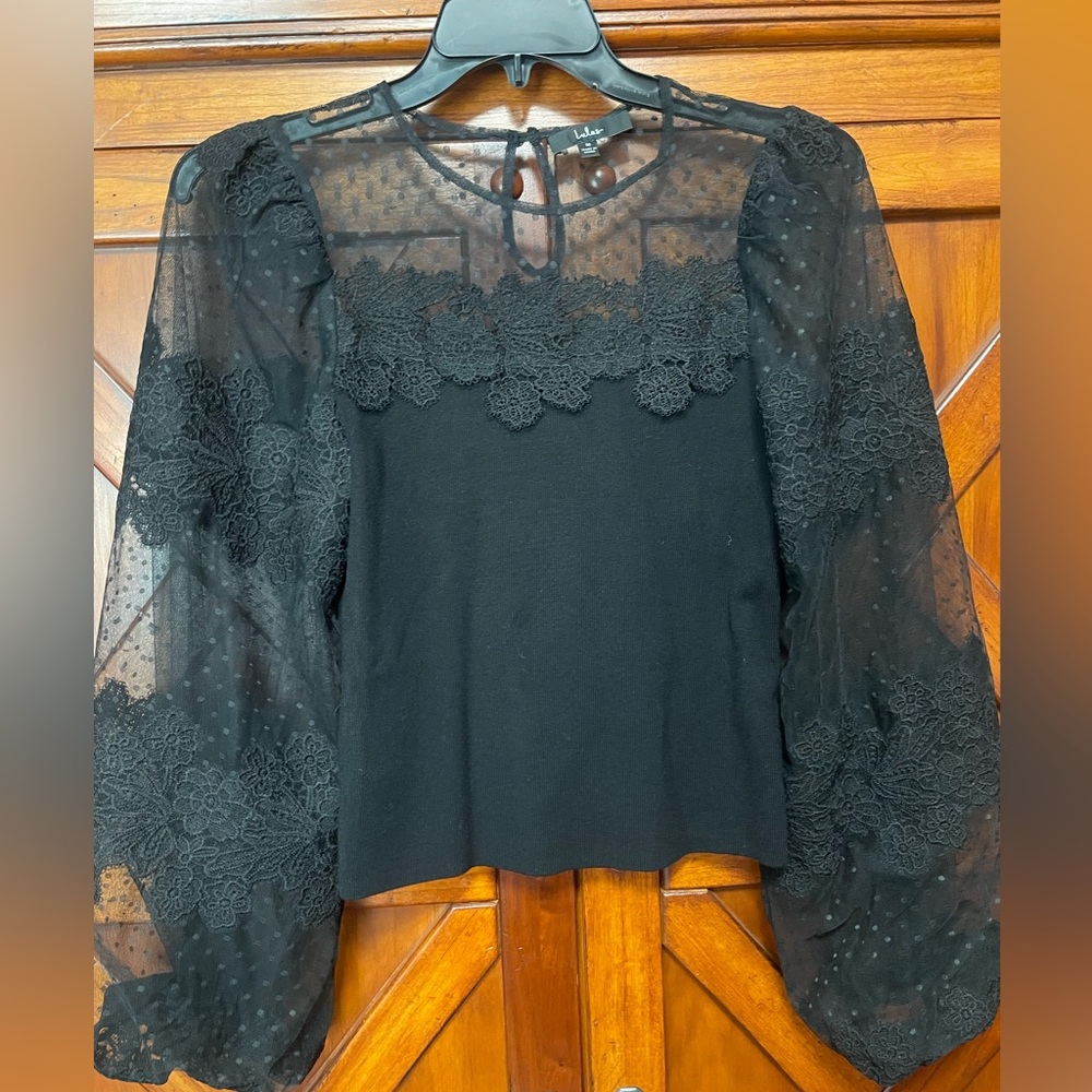 Lulus sheer belle sleeve top